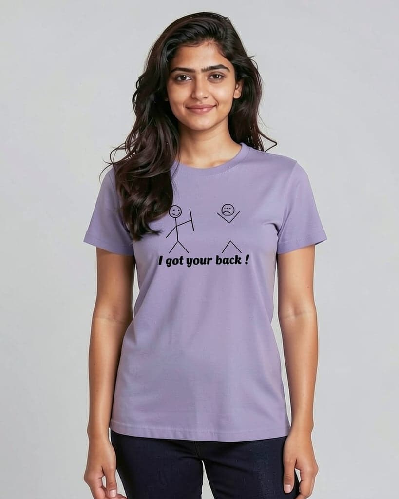 Backup Tee in Lavender, worn — front view