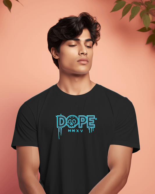 4kay Unisex Cotton T-Shirt – “DOPE MMXV” Neon Skull Graphic Tee